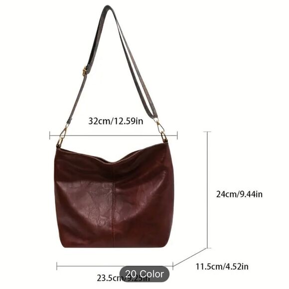 NEW Cross body peacock Strap Hobo Shoulder Bag dark faux leather purse bag work - Picture 3 of 3